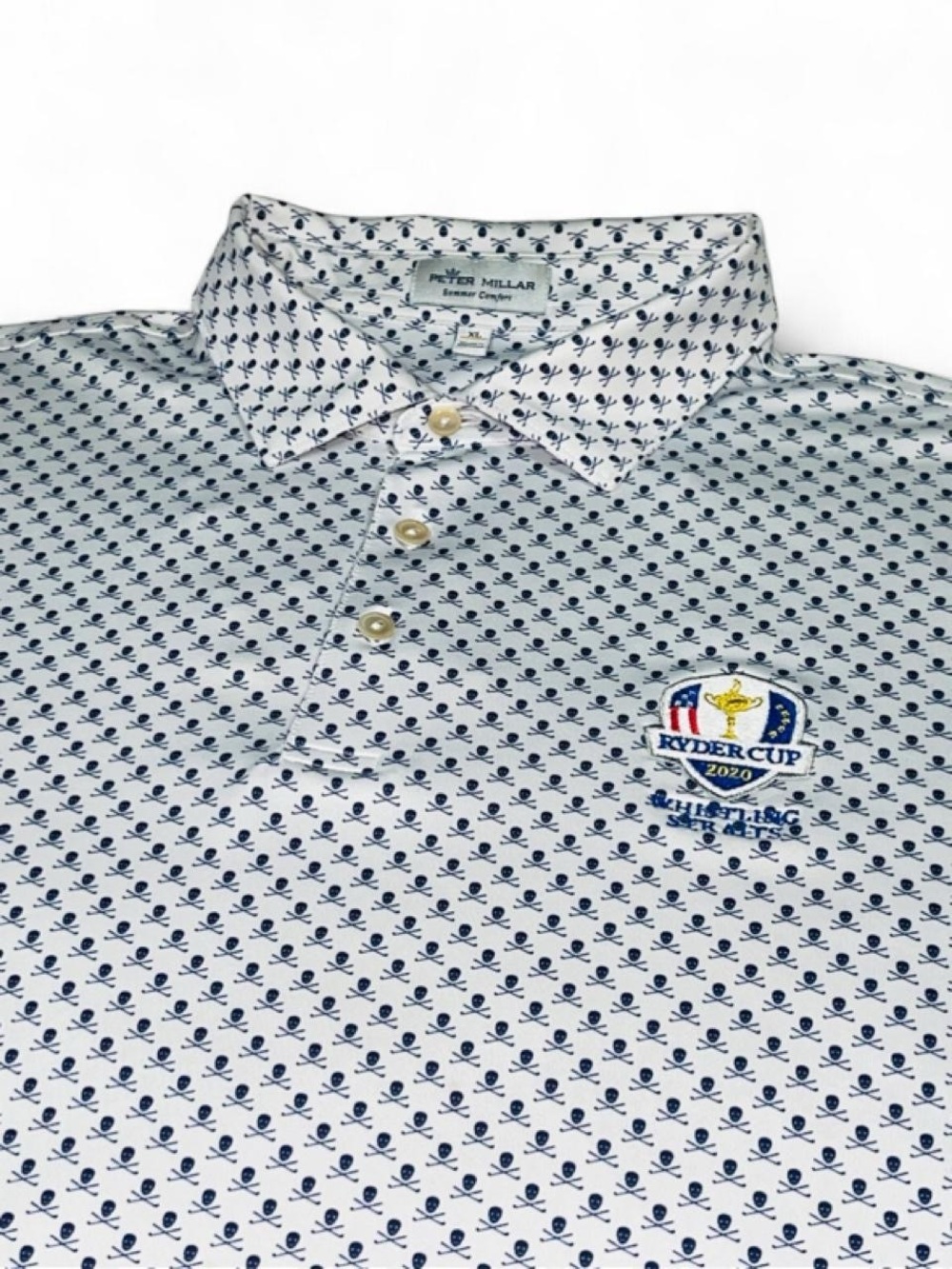 NWOT! Peter Millar Ryder Cup 2020 Whistling Straits White Golf Shirt Men’s XL - Picture 2 of 8